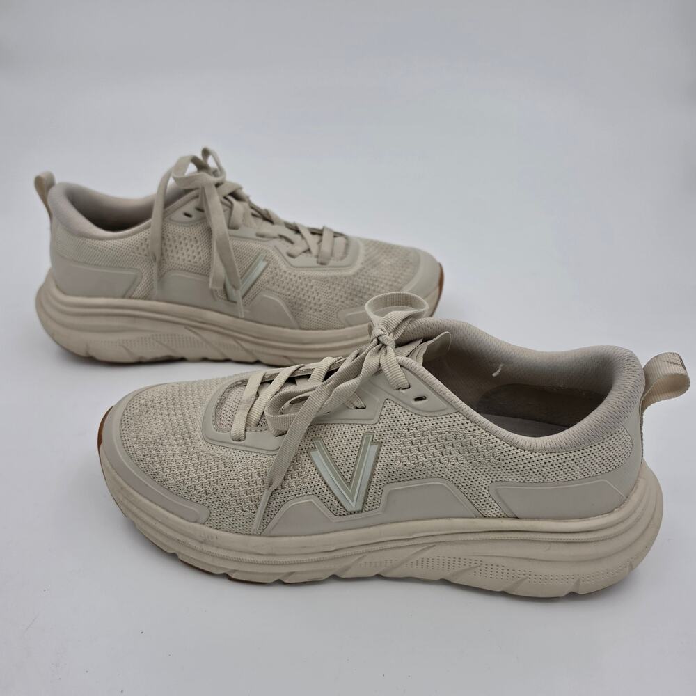 Vionic Walk Max Women 10 Cream Knit Walking Shoes Orthotic Arch Comfort Sneakers